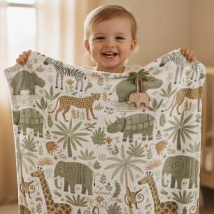 Couverture Polaire Motif Animaux Africains Fantaisistes ID1263