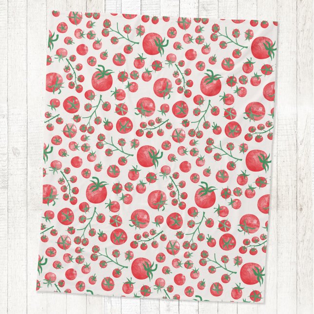 Couverture Polaire Motif aquarelle de tomates (Fun Mediterranean summer watercolor tomato pattern fleece blanket)