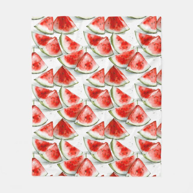 Couverture Polaire Motif aquarelle pastèque d'été (Devant)