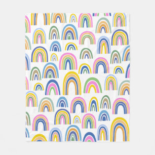 Couverture Polaire Motif arc-en-ciel couleur mignon en rose et jaune