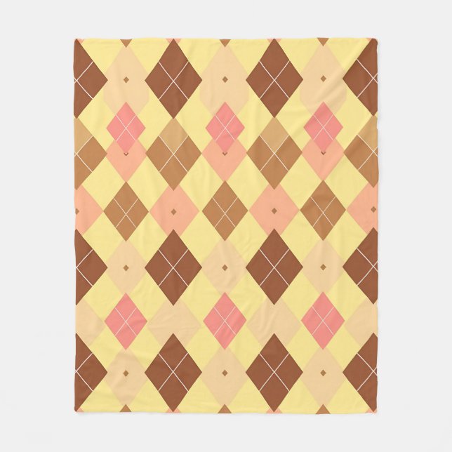 Couverture Polaire Motif Argyle Rose Brun Chaud (Devant)