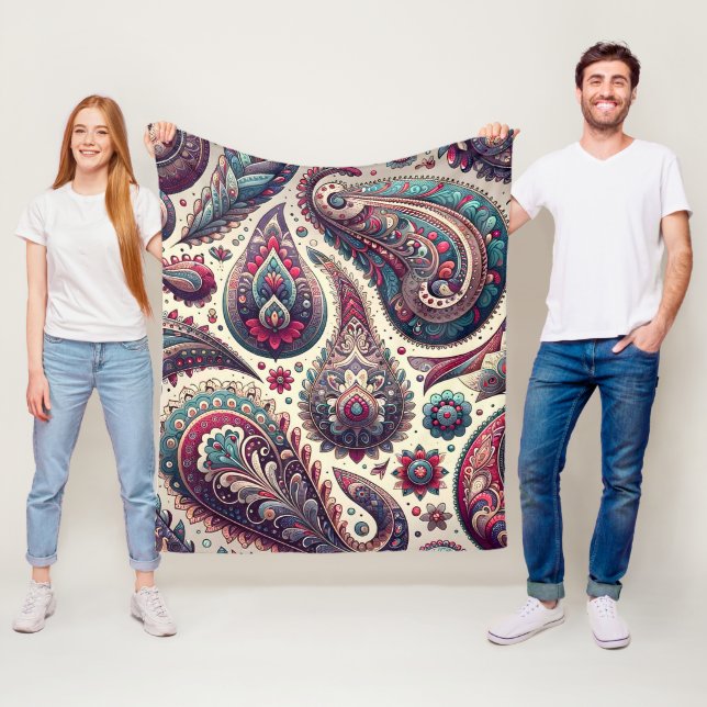 Couverture Polaire Motif Arrière - plan Paisley (En situation)
