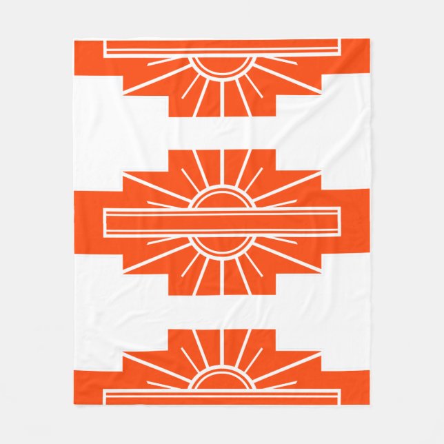 Couverture Polaire Motif Art déco à Orange (Devant)