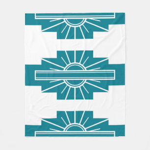 Couverture Polaire Motif Art déco en Turquoise