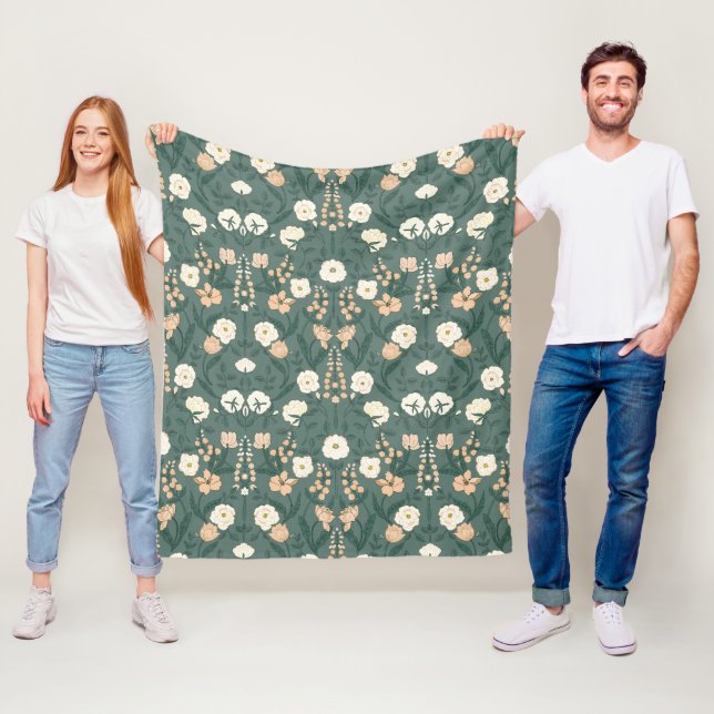 Couverture Polaire Motif Art Nouveau William-Morris (En situation)
