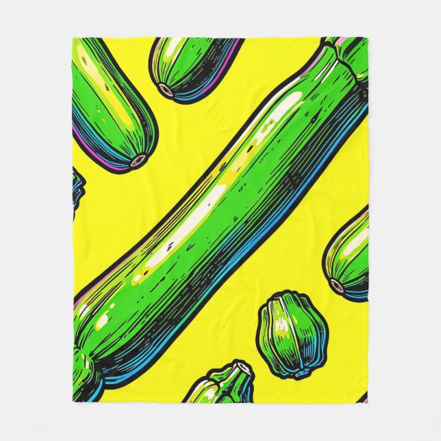 Couverture Polaire Motif Art Pop Néon Courgette (Devant)