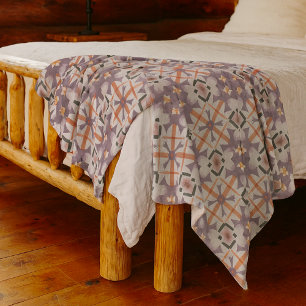 Couverture Polaire Motif artistique mosaïque tribal moderne violet or