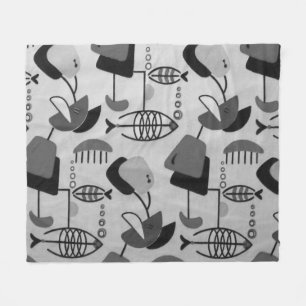 Couverture Polaire Motif atomique noir et blanc