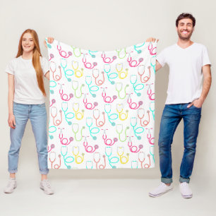 Couverture Polaire Motif au néon de stéthoscope