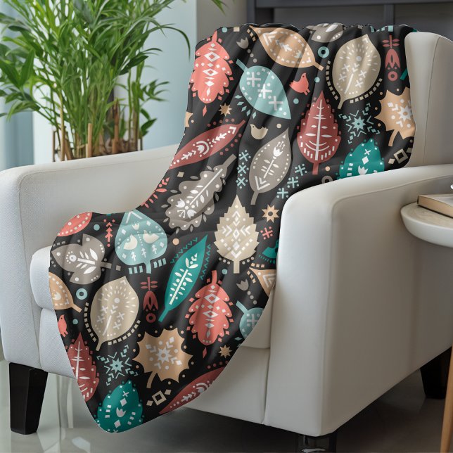 Couverture Polaire Motif automne (Autumn Fall Leaf Pattern Fleece Blanket from Ricaso. A stunning pattern of leaves on a cosy throw)