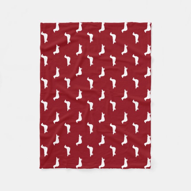 Couverture Polaire Motif aux cheveux longs de silhouettes de teckel (Devant)