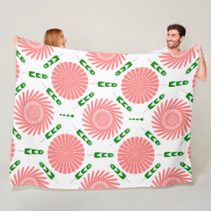 Couverture Polaire motif aux fleurs roses