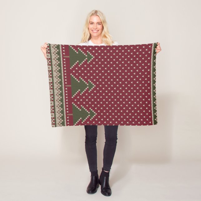 Couverture Polaire Motif avec arbres de Noël (En situation)