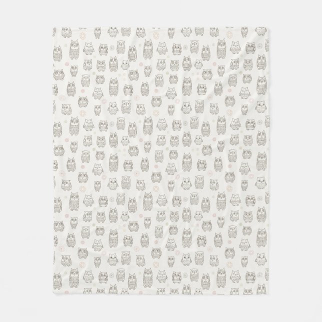 Couverture Polaire Motif avec des hiboux (Devant)