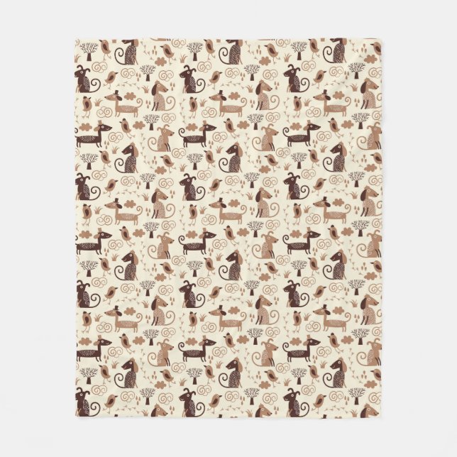 Couverture Polaire motif avec les chiens mignons (Devant)