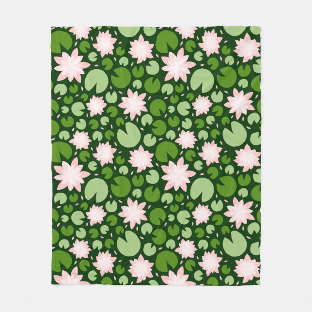 Couverture Polaire Motif avec lotus roses et caleçons verts (Devant)
