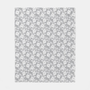 Couverture Polaire Motif blanc de dentelle sur l'arrière - plan gris