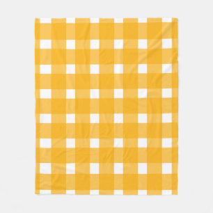 Couverture Polaire Motif blanc En vichy jaune