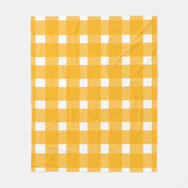 Couverture Polaire Motif blanc En vichy jaune (Devant)