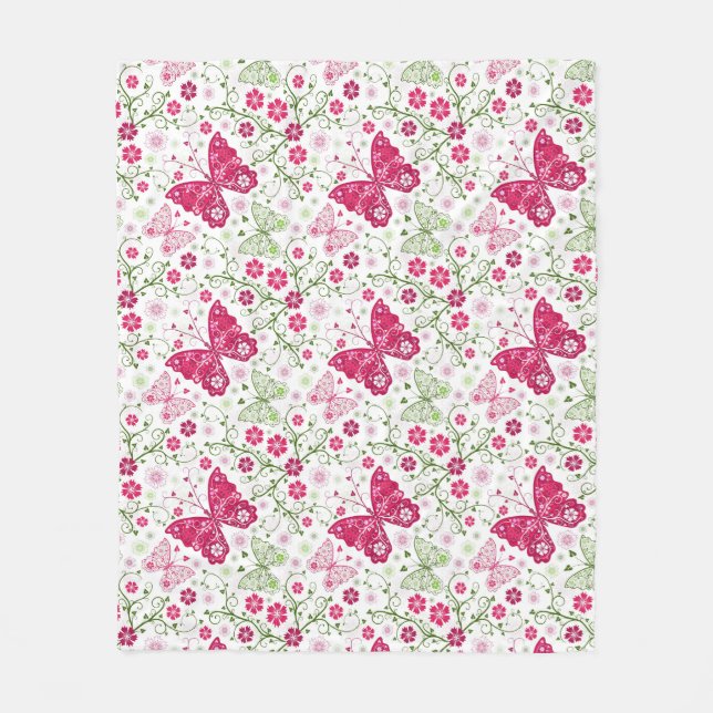 Couverture Polaire Motif blanc floral (Devant)