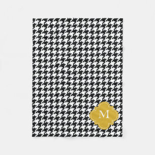 Couverture Polaire Motif blanc personnalisé de pied-de-poule de noir