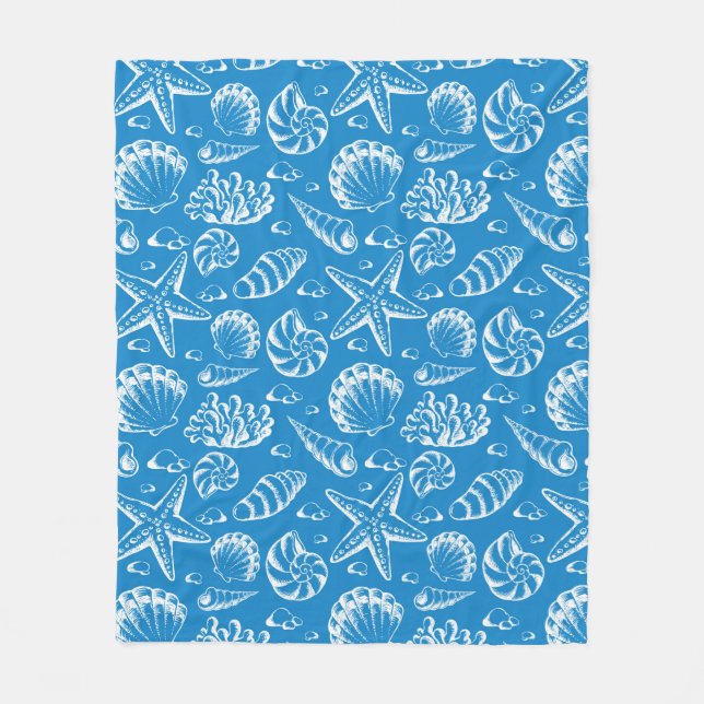Couverture Polaire Motif bleu 2 de plage (Devant)