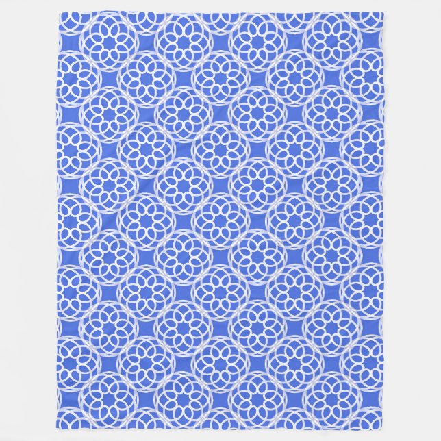 Couverture Polaire Motif bleu blanc géométrique (Devant)