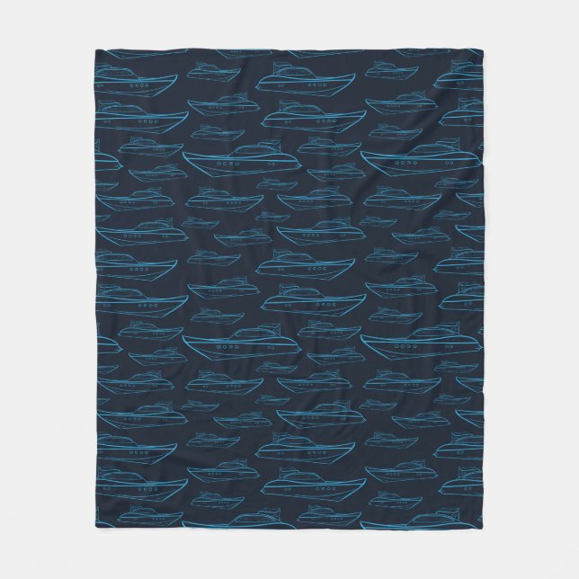 Couverture Polaire Motif bleu de yacht (Devant)