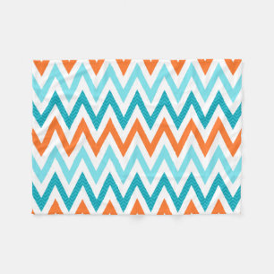 Couverture Polaire Motif bleu de zigzag d'Aqua orange moderne de