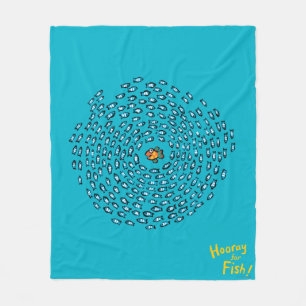 Couverture Polaire Motif bleu d'école de poissons avec de petits