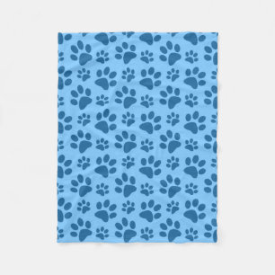 Couverture Polaire Motif bleu en pastel d'empreinte de patte de chien