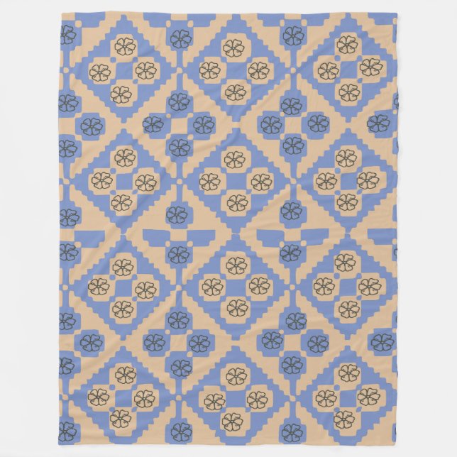 Couverture Polaire Motif bleu et crème (Devant)
