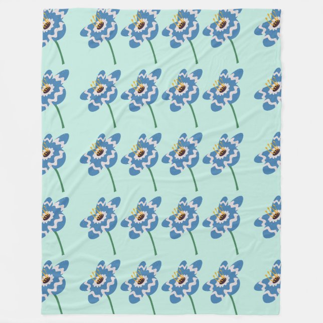 Couverture Polaire Motif bleu ondulé (Devant)