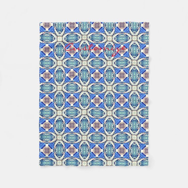 Couverture Polaire Motif bleu Thunder_Cove de coeurs de mandala (Devant)