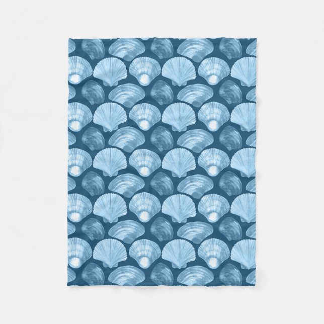Couverture Polaire Motif Blue Beach Seashell (Devant)