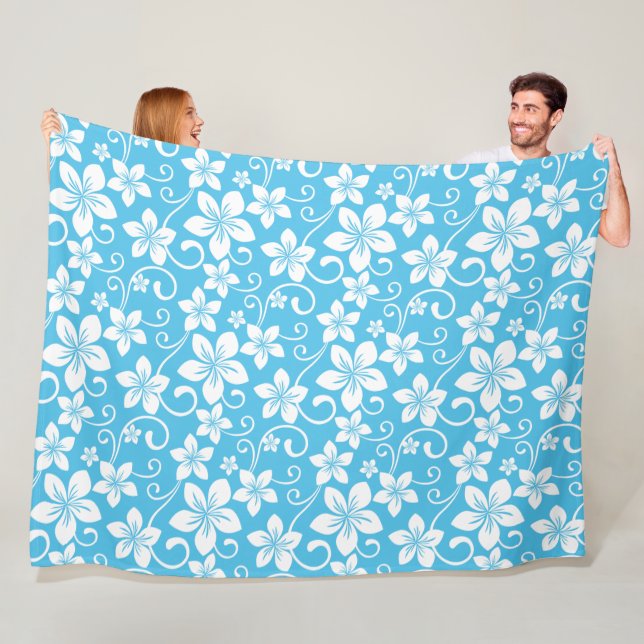 COUVERTURE POLAIRE MOTIF BLUE HAWAII (BLEU) (En situation)