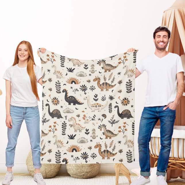 Couverture Polaire Motif Boho Jungle Dinosaur (Créateur téléchargé)