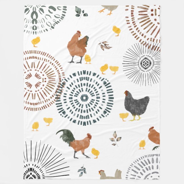 Couverture Polaire Motif Boho pour poulets et poulets (Devant)