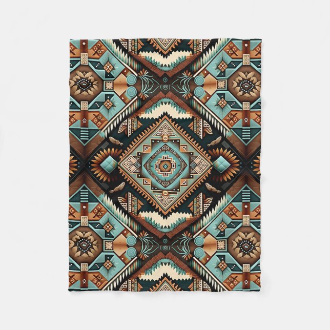 Couverture Polaire Motif Boho Sud-Ouest (Devant)