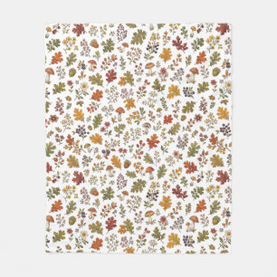 Couverture Polaire Motif Bois Champêtre Champignons Feuilles d'Automn