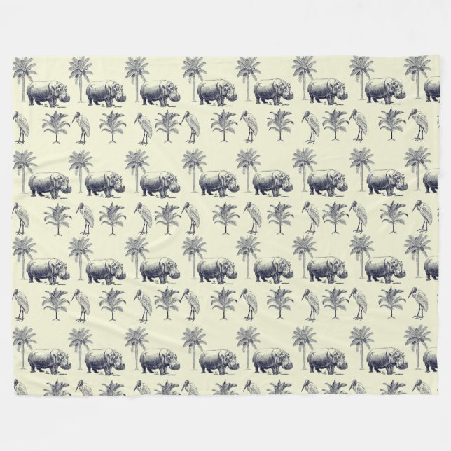 Couverture Polaire Motif botanique du fleuve Nil (Devant (Horizontal))