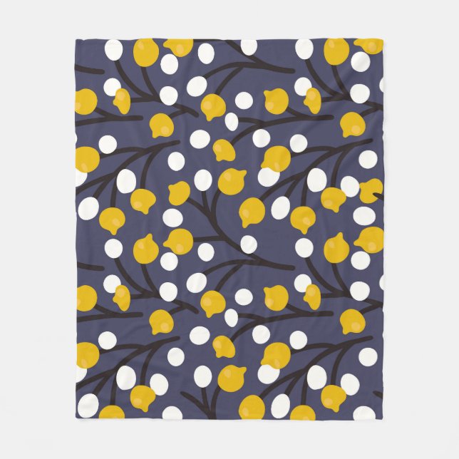 Couverture Polaire motif botanique vintage floral délicat. (Devant)