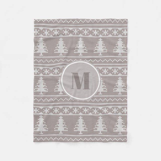 Couverture Polaire Motif Brown Nordic Sweater | Noël monographique (Devant)