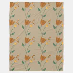 Couverture Polaire motif Brown orange floral