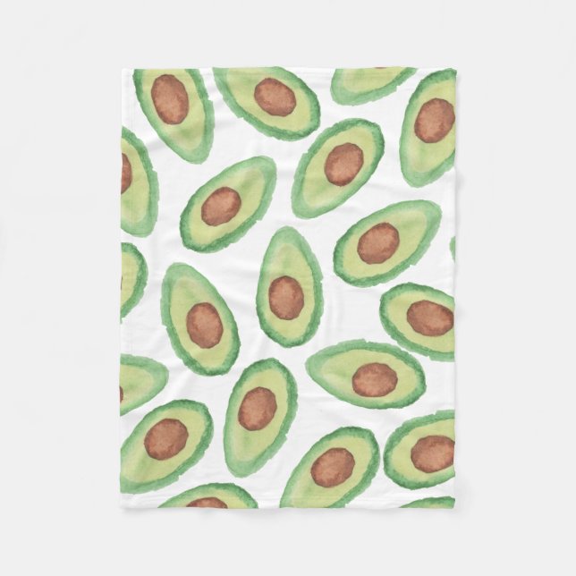 Couverture Polaire Motif brun vert original d'avocat d'aquarelle (Devant)