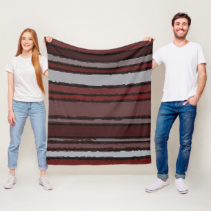 Couverture Polaire Motif Burgundy Red Grey Mauve Taupe Stripes