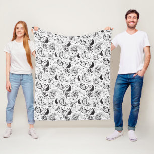 Couverture Polaire Motif cachemire noir et blanc – Art textile élégan
