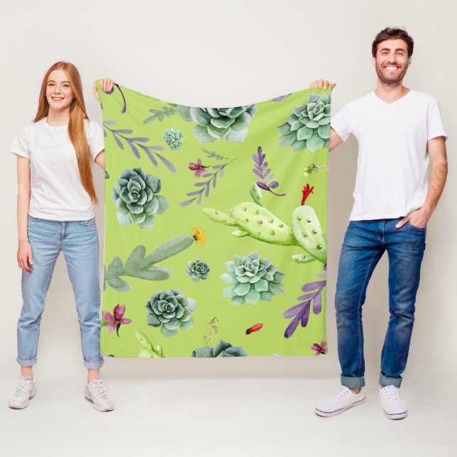 Couverture Polaire Motif Cactus 6 (En situation)