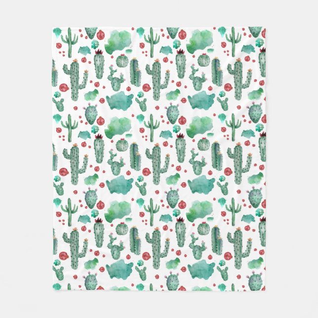 Couverture Polaire motif cactus et ladybug -, arrière - plan blanc (Devant)