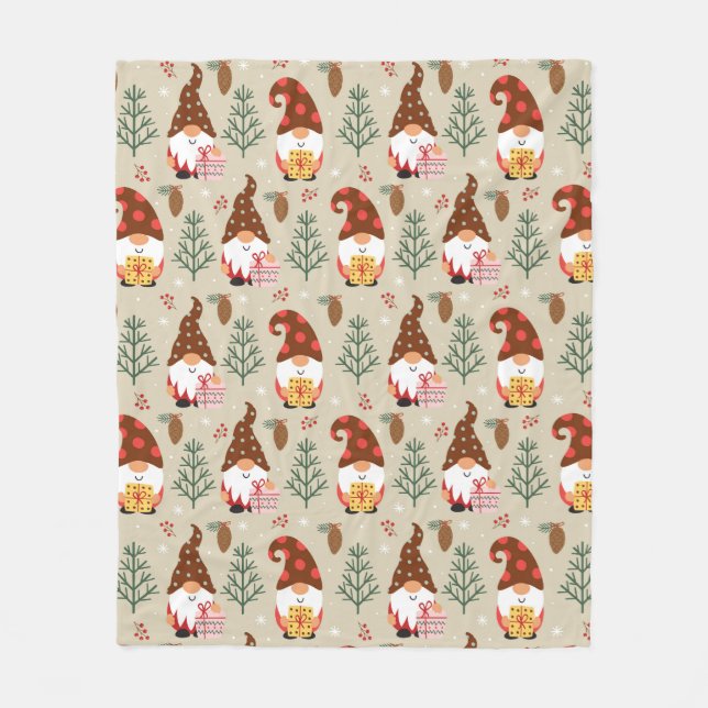 Couverture Polaire Motif cadeau Noël Gnomes (Devant)